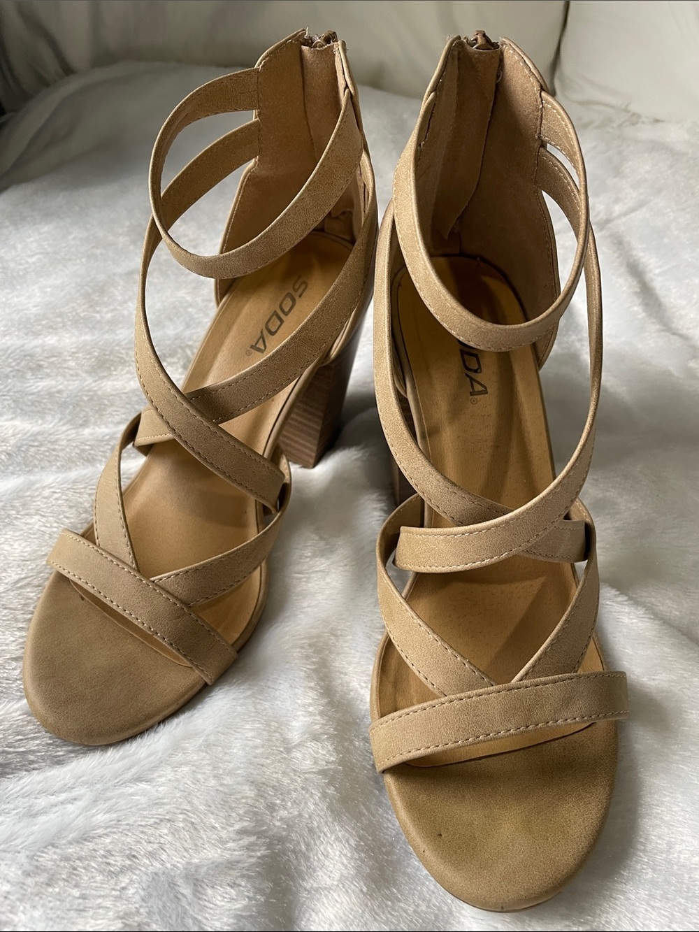 block heel tan sandals